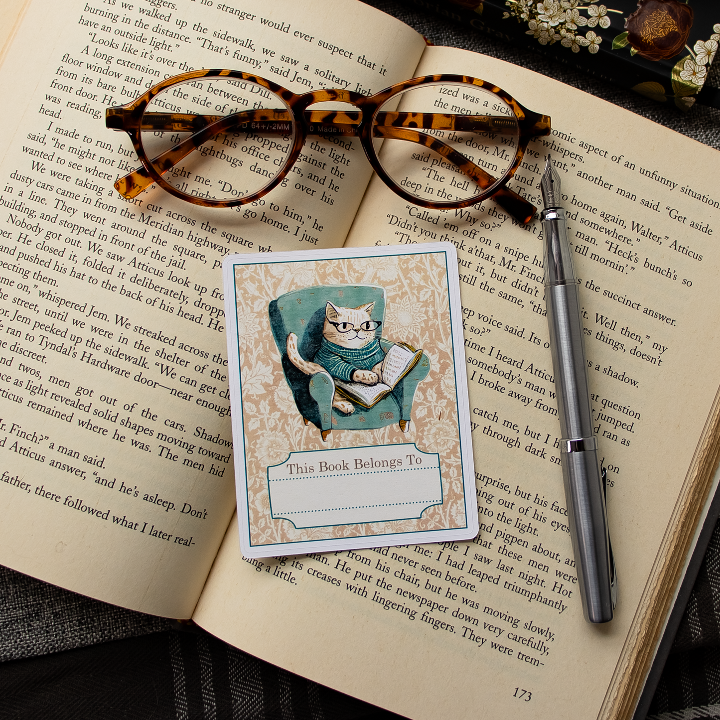 Bookplate Stickers - Cozy Cat : Set of Five