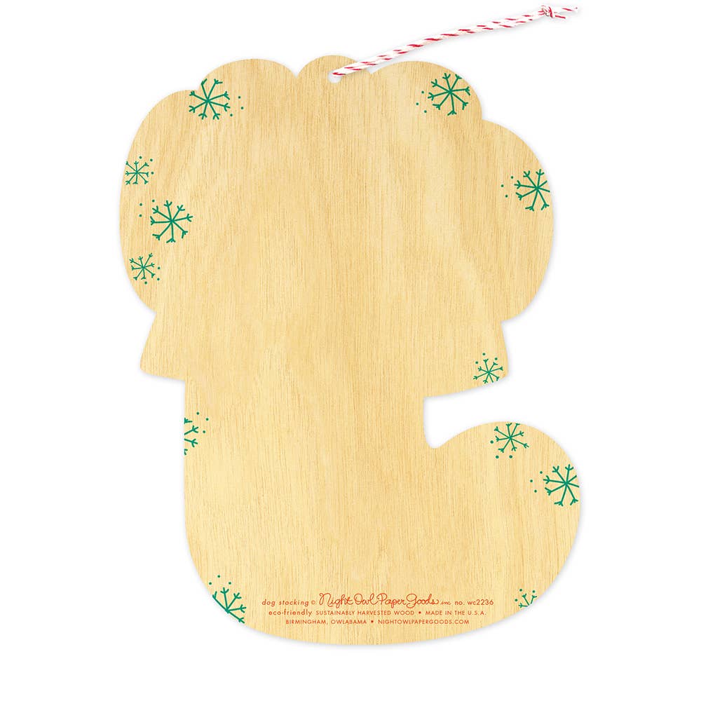 Night Owl Paper Goods - Dog Stocking Wood Ornament Holiday Card