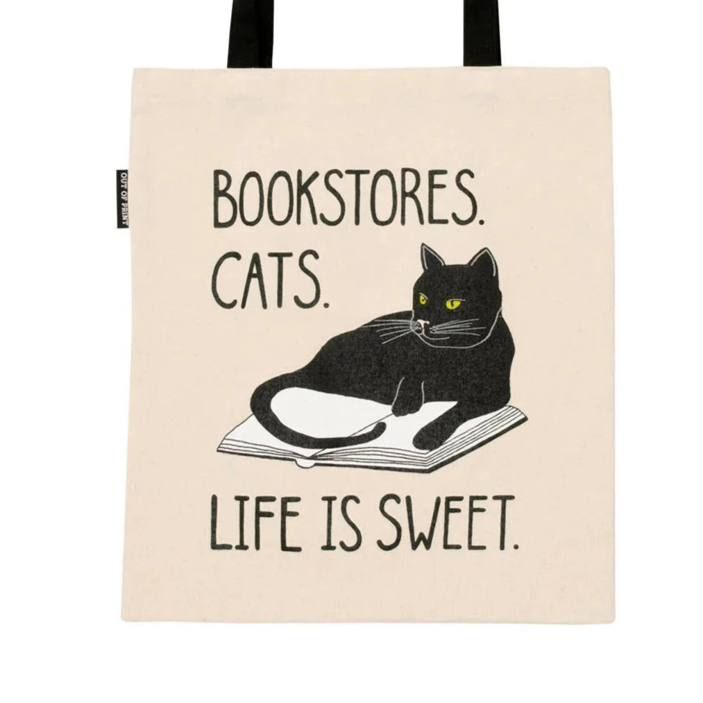 Out of Print - Bookstores. Cats. Tote Bag