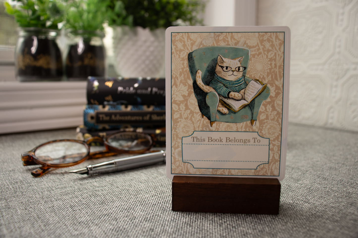 Bookplate Stickers - Cozy Cat : Set of Five