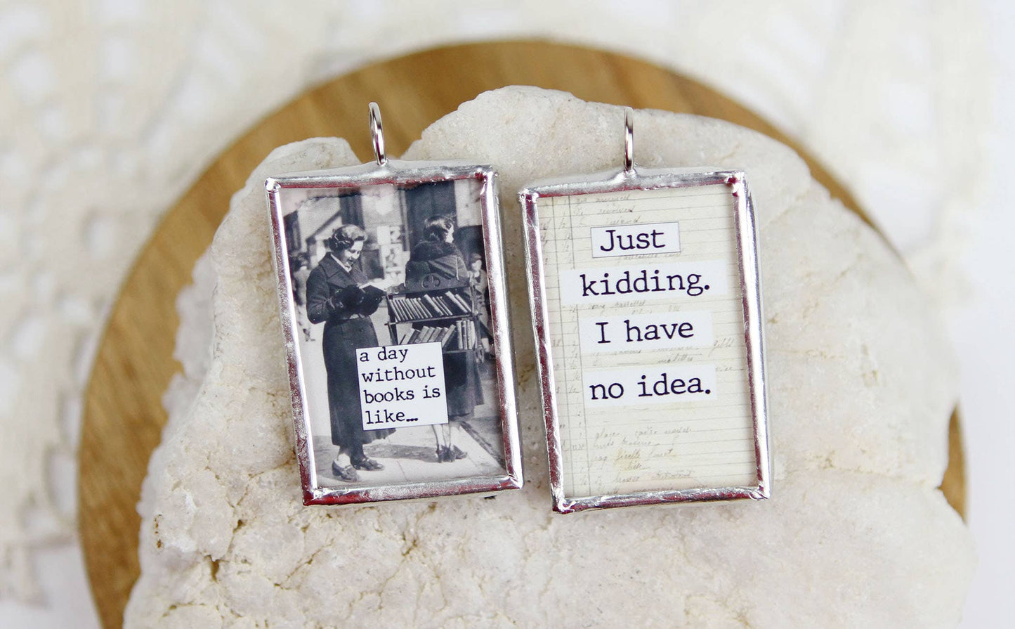 A Day Without Books Library Reading Charm Necklace