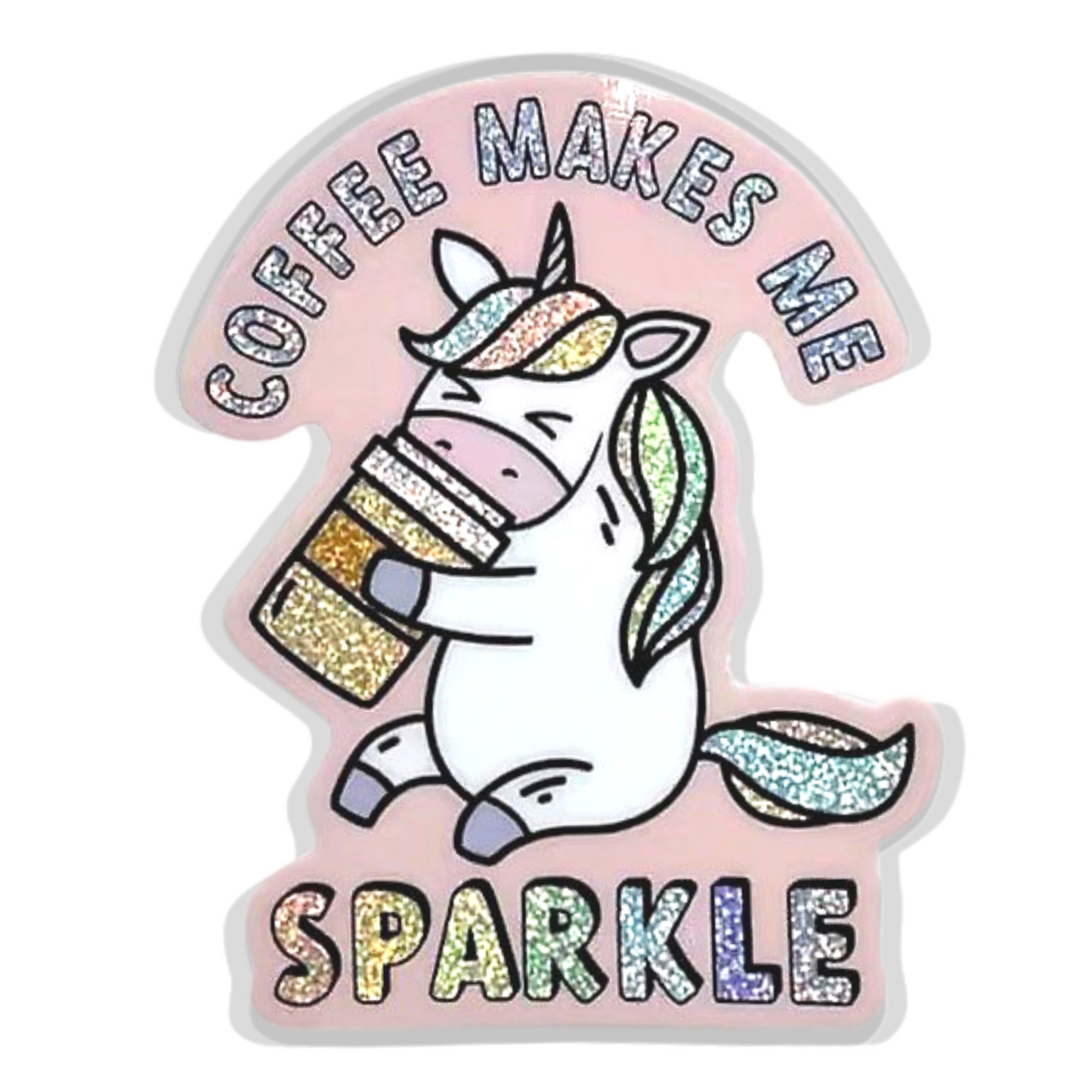 Coffee Makes Me Sparkle Unicorn, 3-inch Sticker