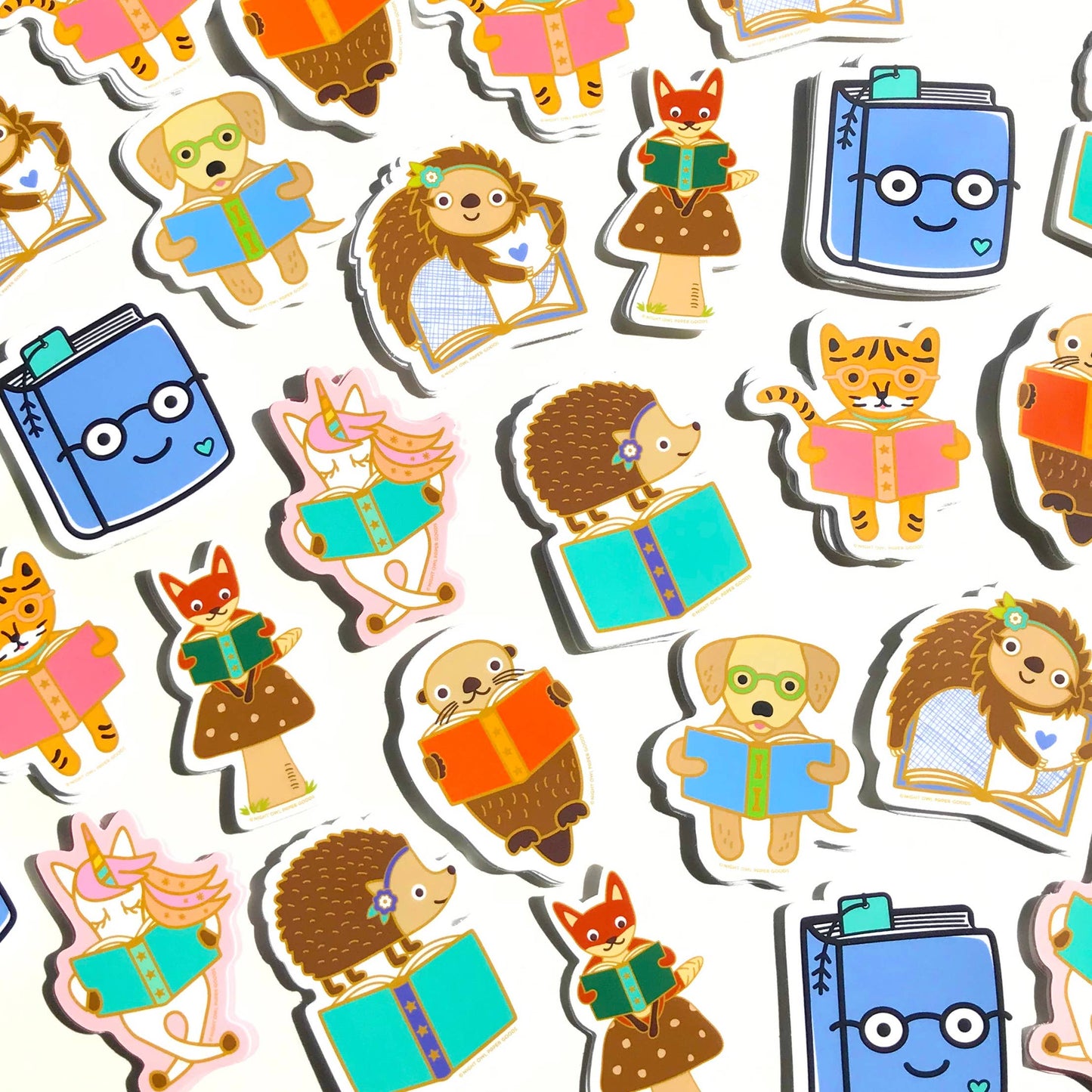 Night Owl Paper Goods - Reading Unicorn Vinyl Sticker