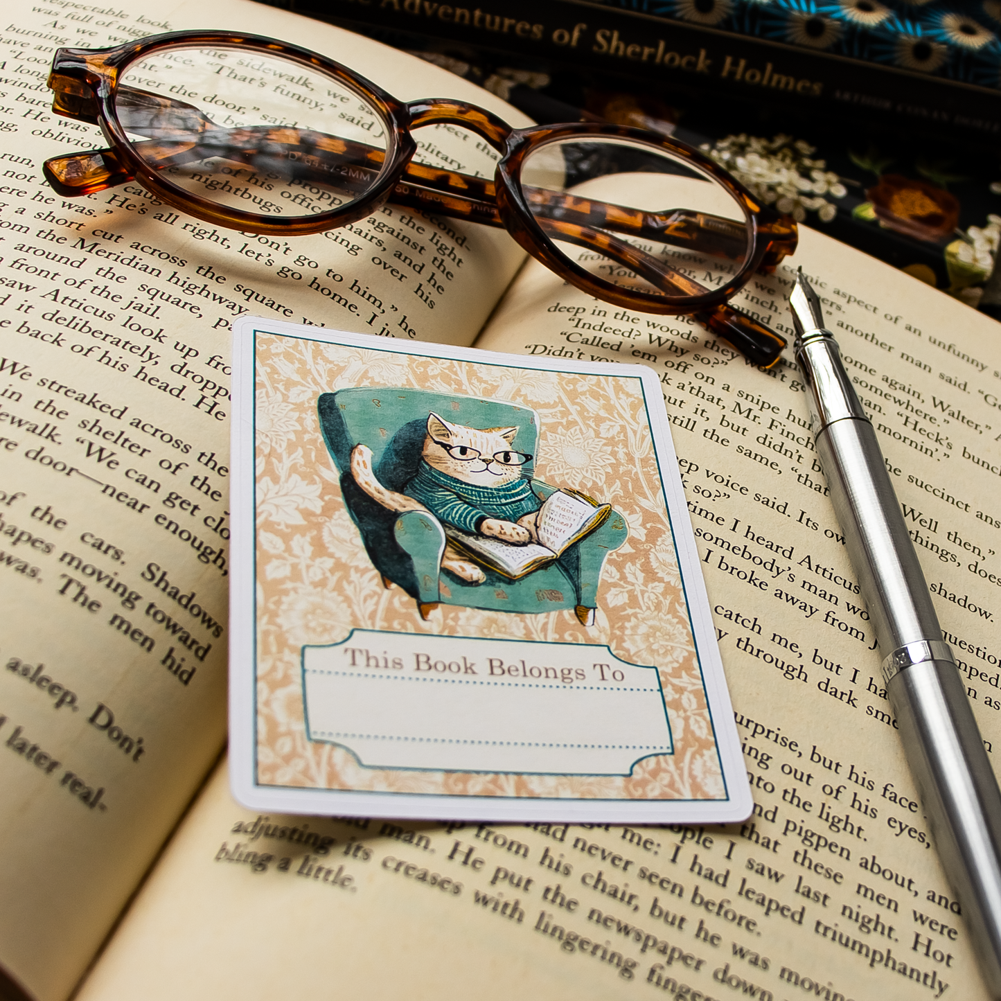 Bookplate Stickers - Cozy Cat : Set of Five