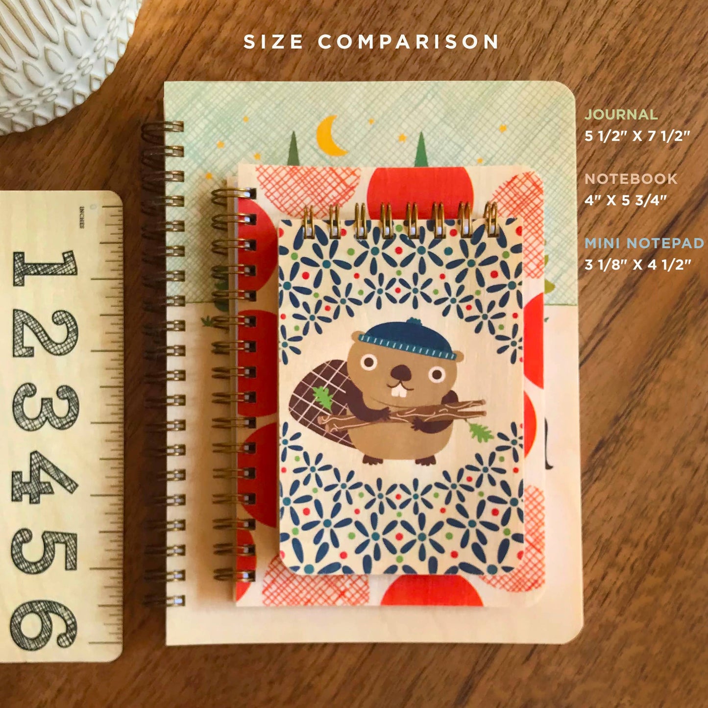 Night Owl Paper Goods - Floral Fox Wood Journal