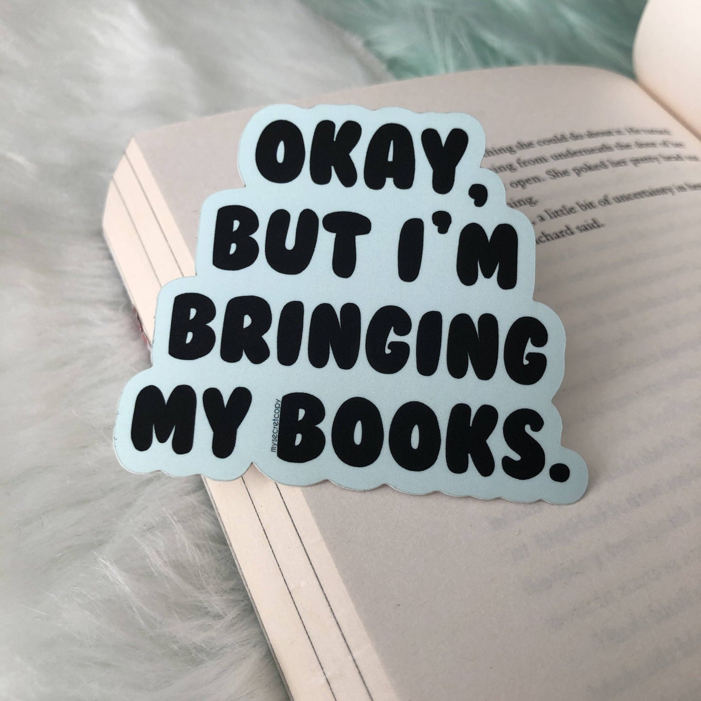 Teal and Blue Bringing My Books Sticker