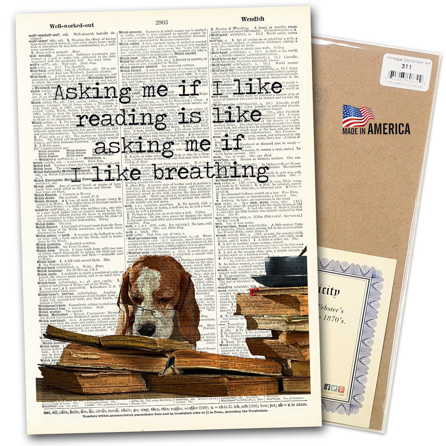 Vintage Dictionary Art - Asking Me if I Like Reading