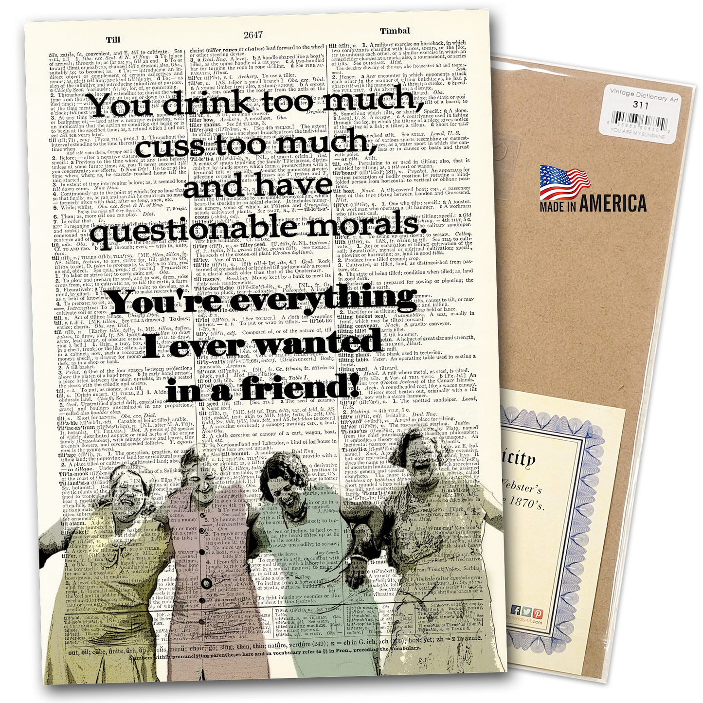 Vintage Dictionary Art - Ladies Cuss Too Much