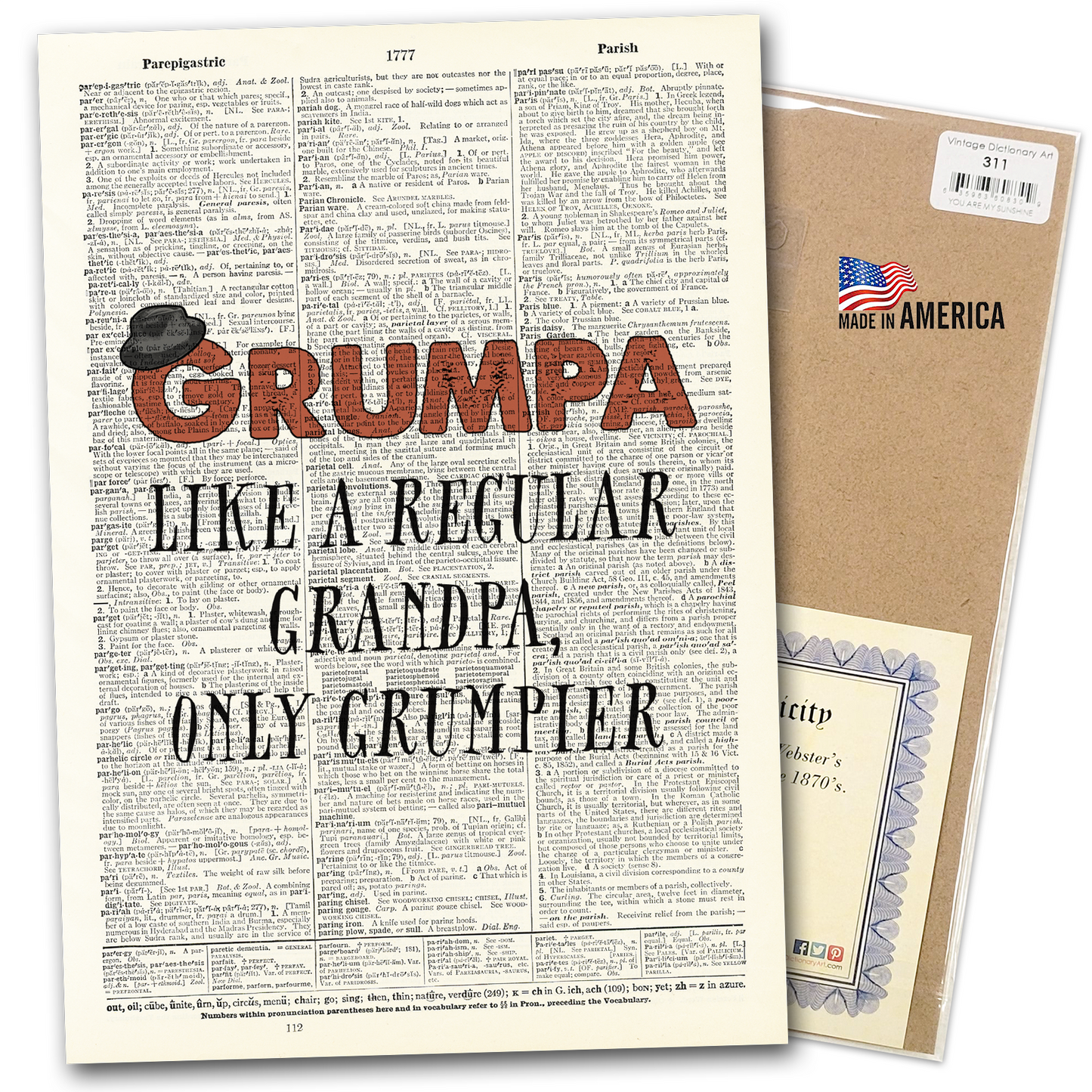 Vintage Dictionary Art - Grumpa