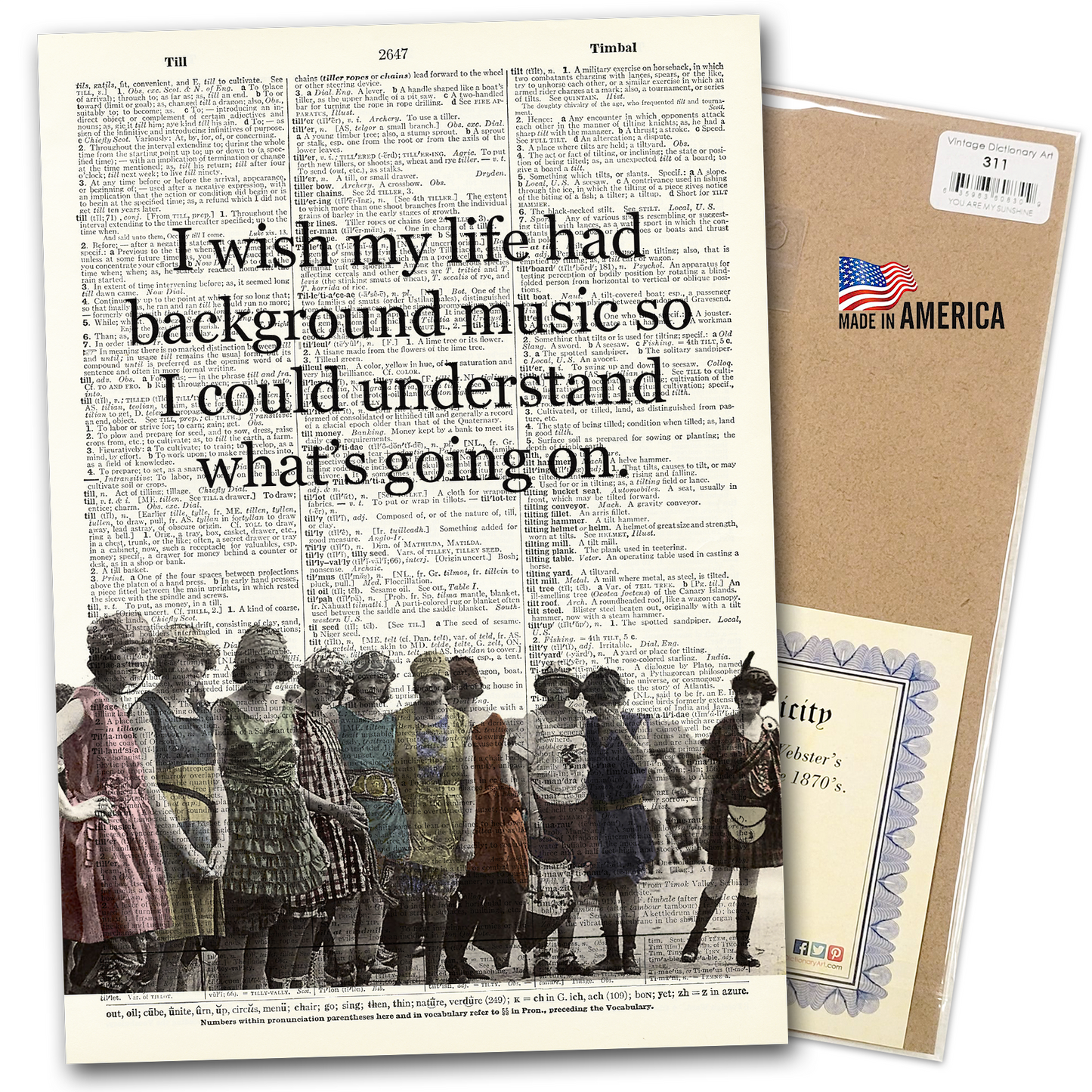 Vintage Dictionary Art - I Wish My Life