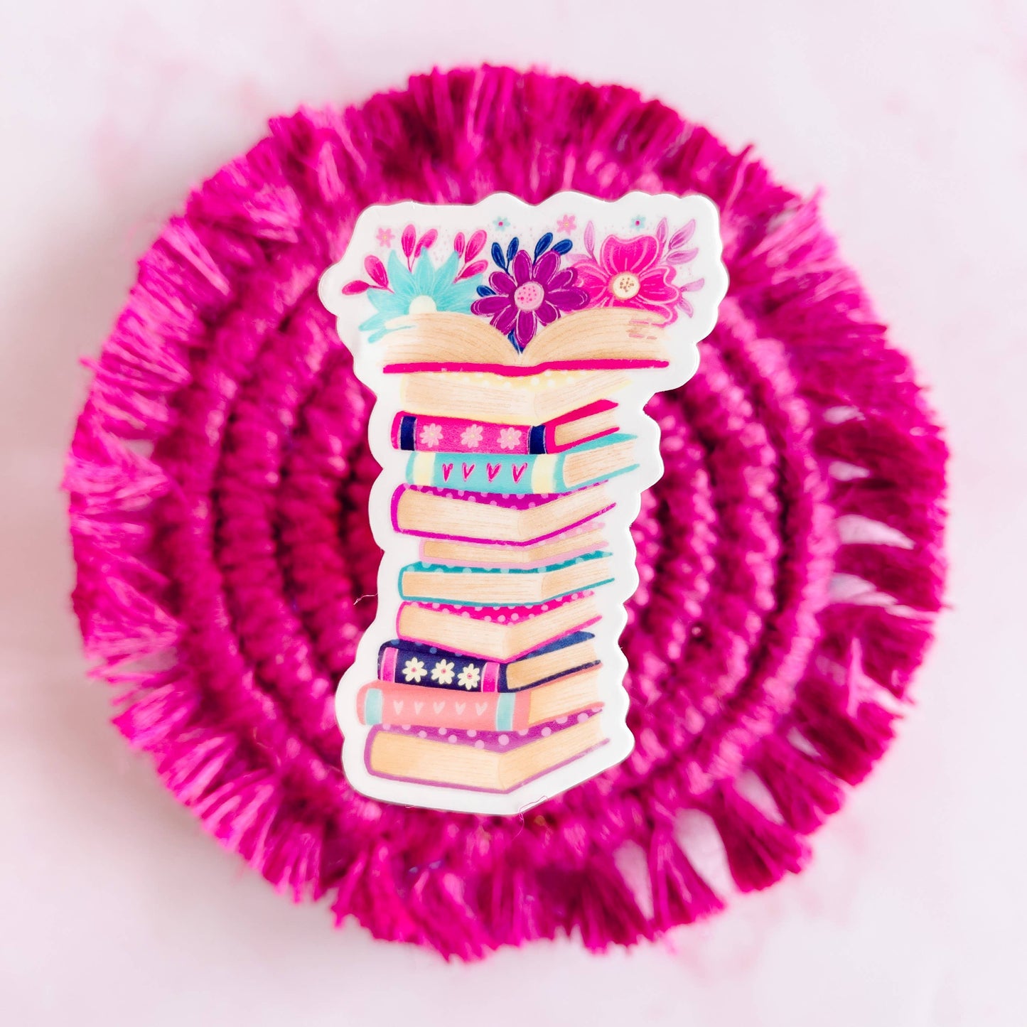 Emily Cromwell - Floral Book Stack Vinyl Decal Sticker