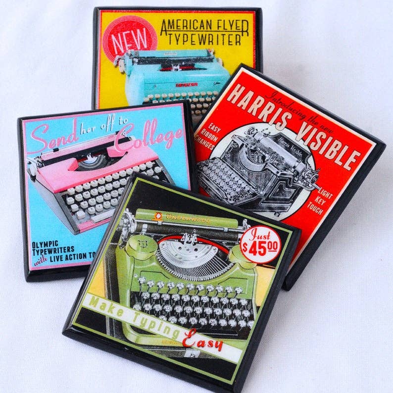 Coaster Set - Just My Type: Vintage Typewriter