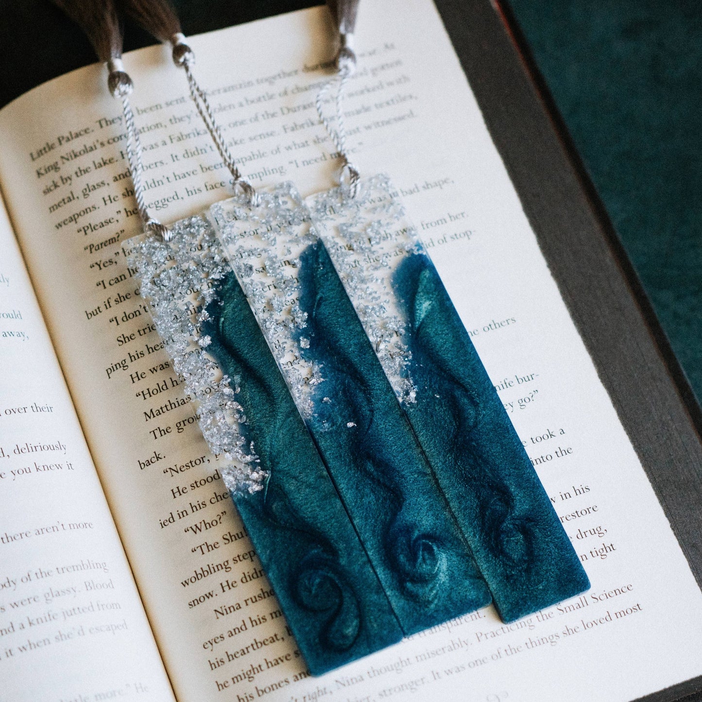 Dege Creative - Sea Green & Silver Resin Bookmark
