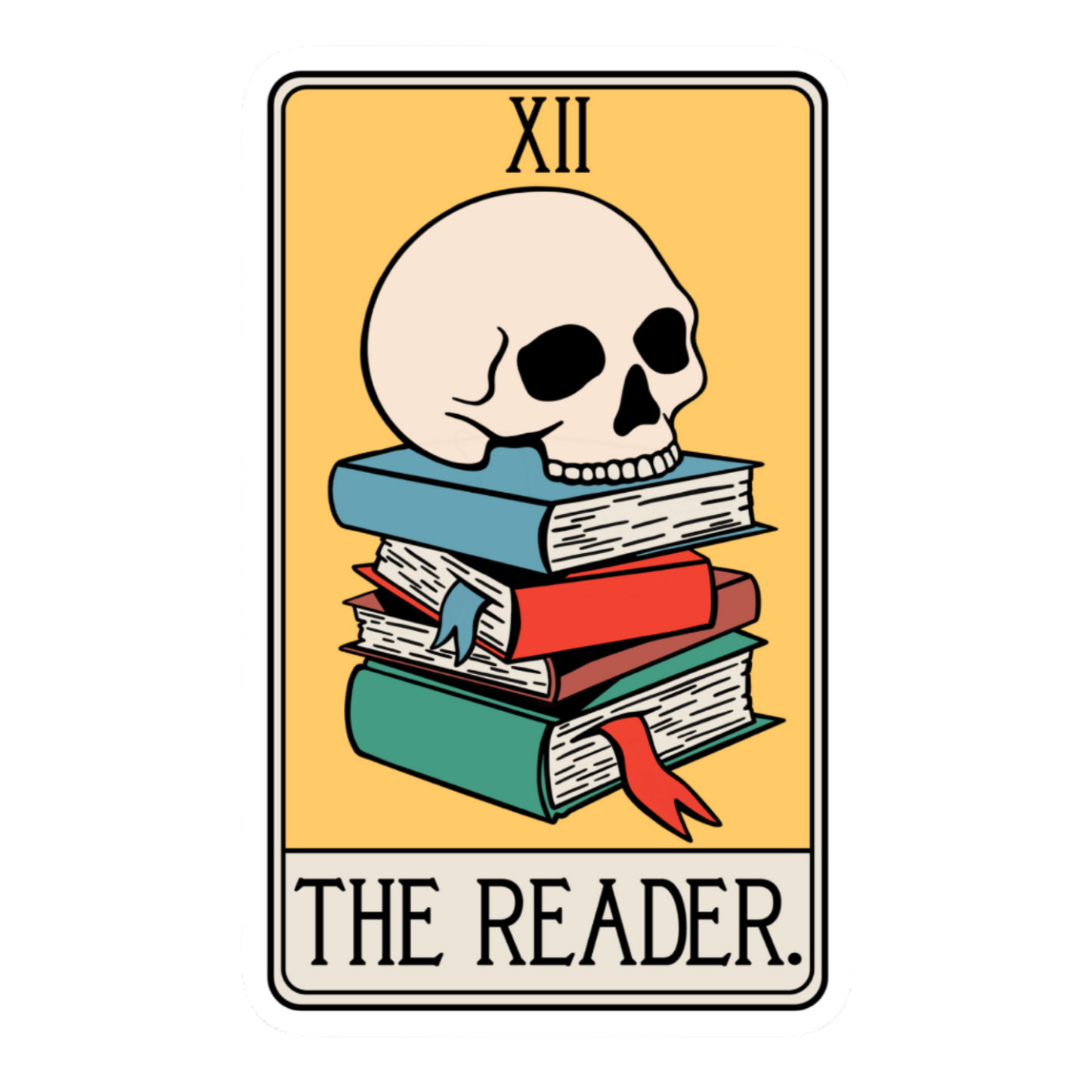 Indigo Maiden - The Reader Tarot Card Skull Books Sticker