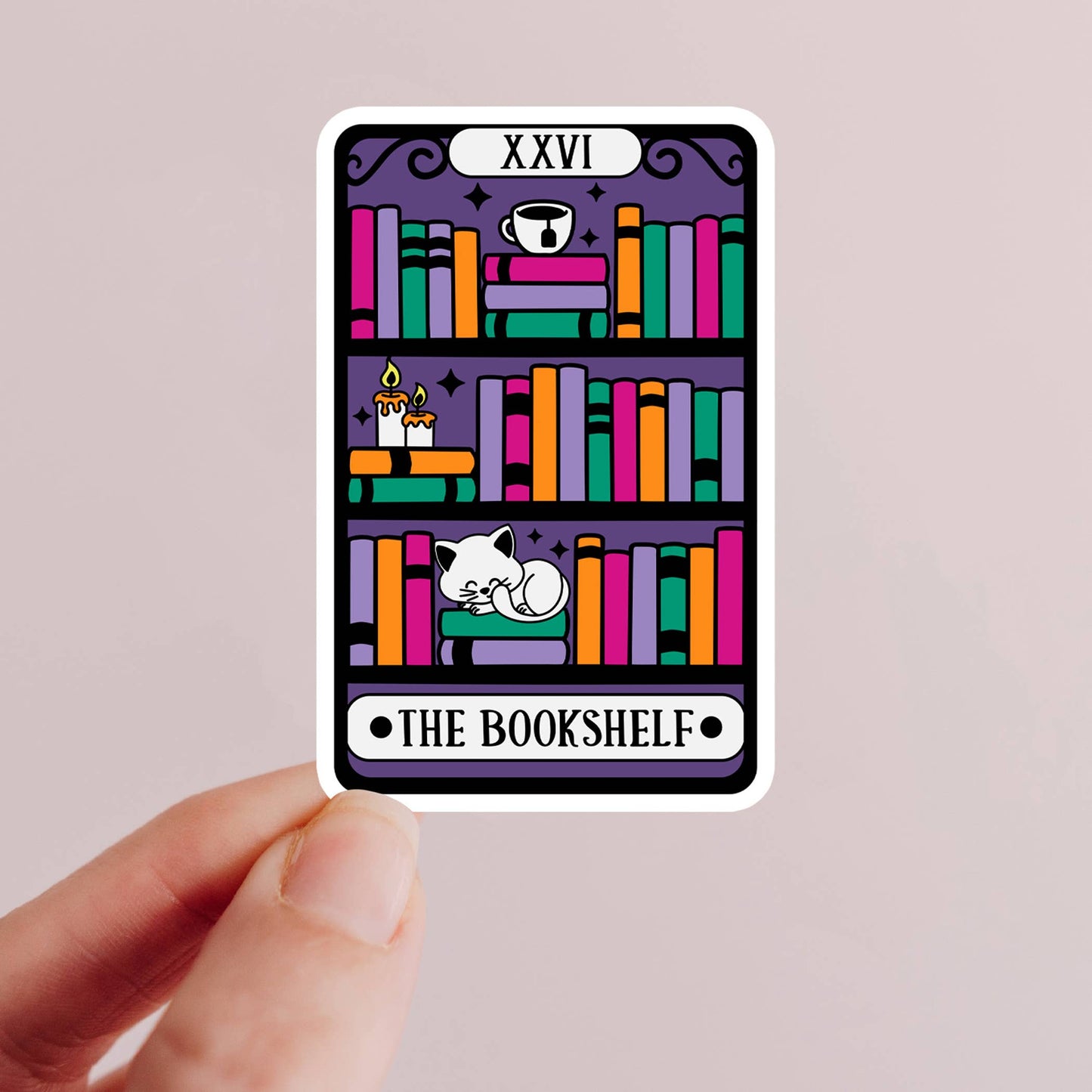 Alliterates - Tarot Card Sticker - The Bookshelf