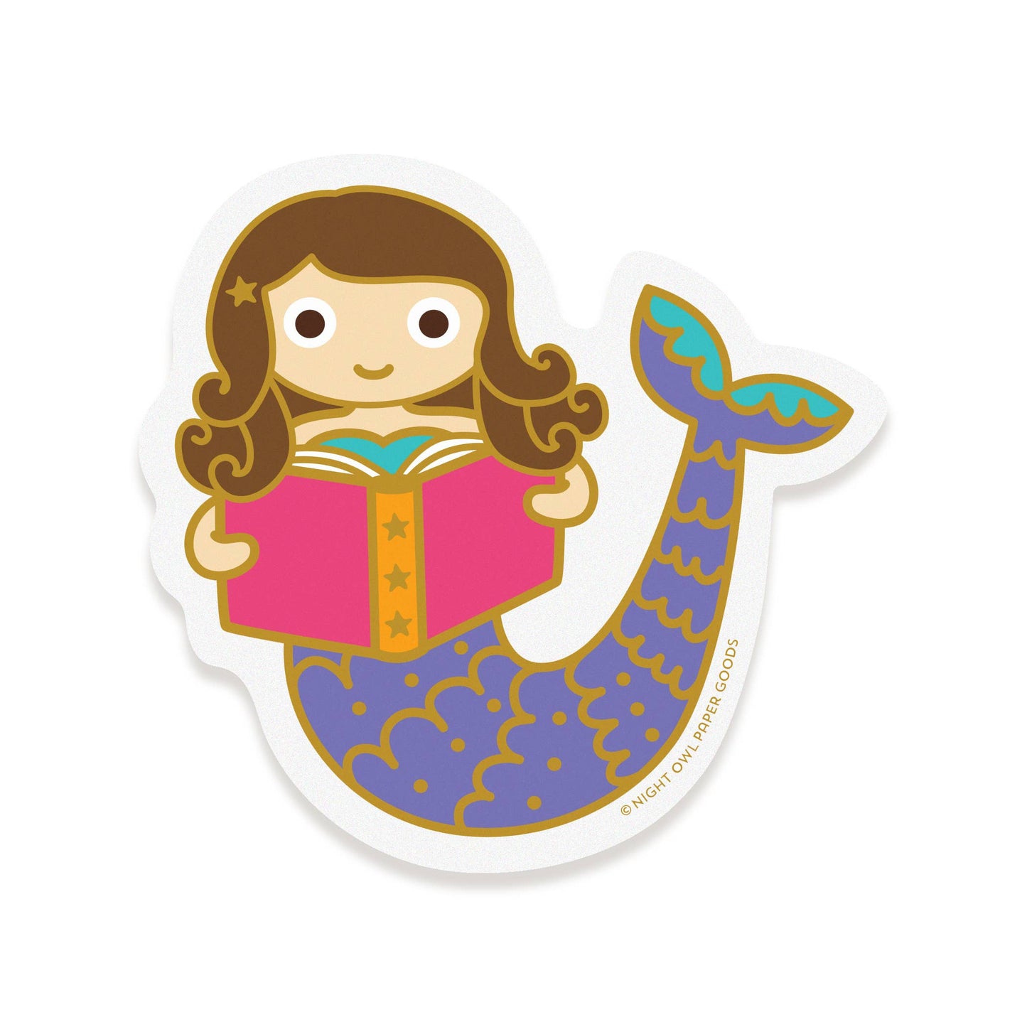 Night Owl Paper Goods - Reading Mermaid Vinyl Sticker