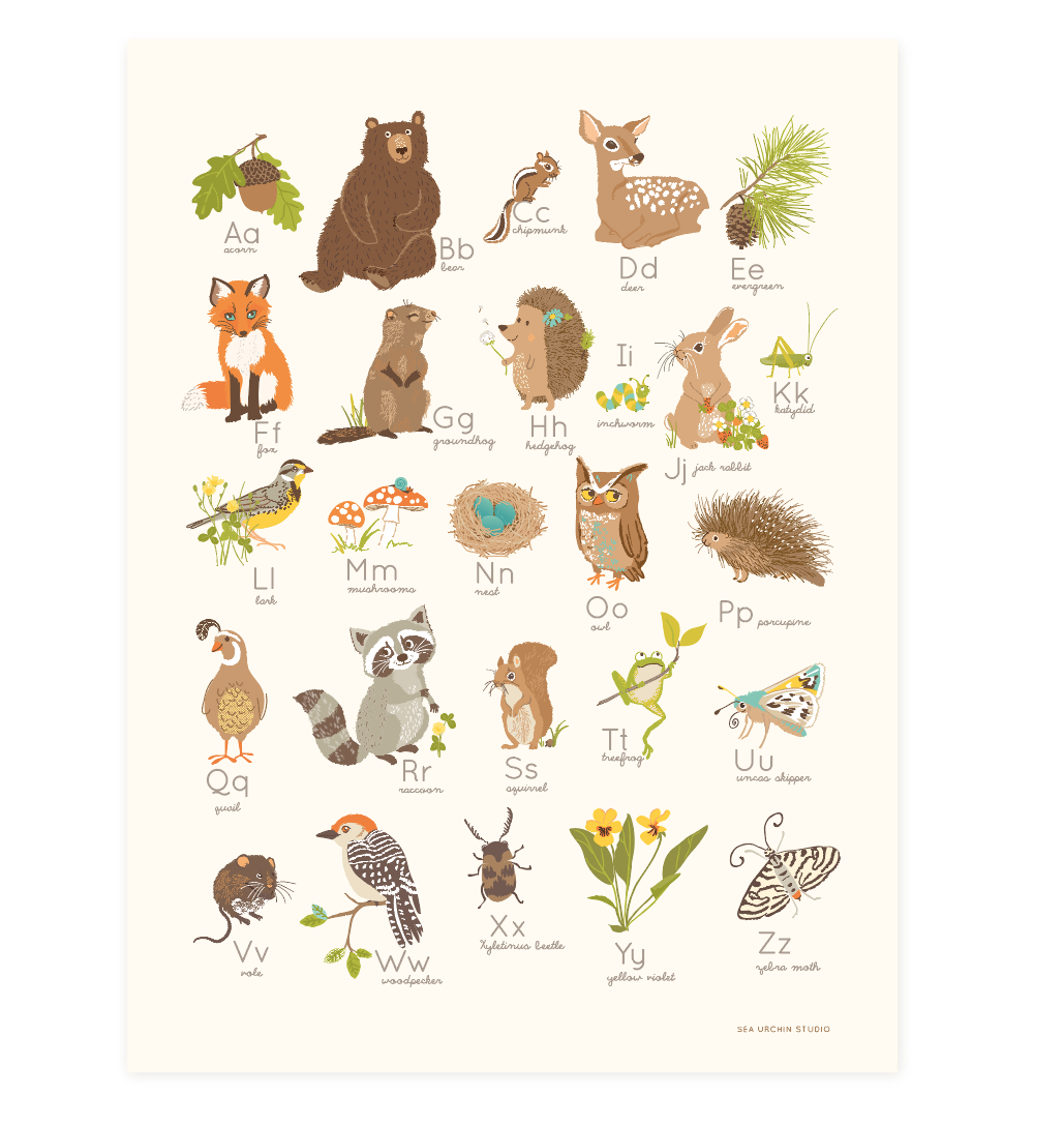 Art Print | Woodland Alphabet (12 x 16")