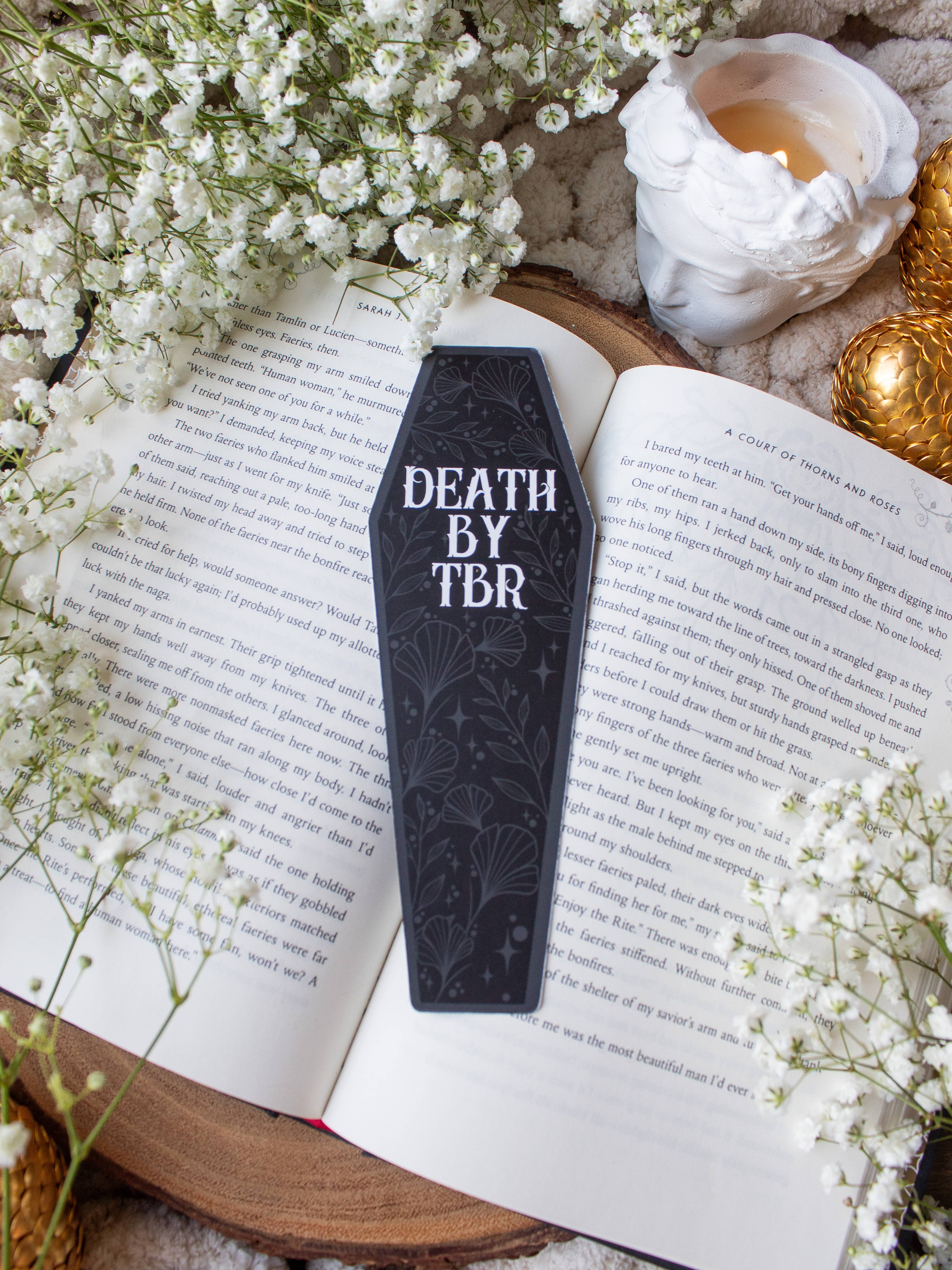 Death By TBR Halloween Coffin Die Cut Bookmark