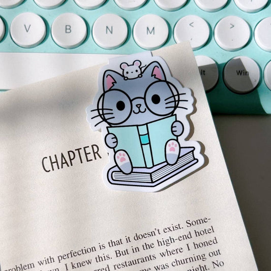 Magnetic Bookmark - Cat Reading
