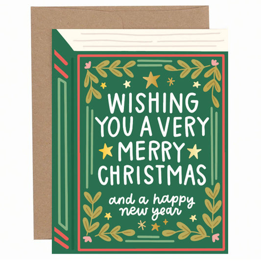 Greeting Card - Very Merry Christmas Book Holiday