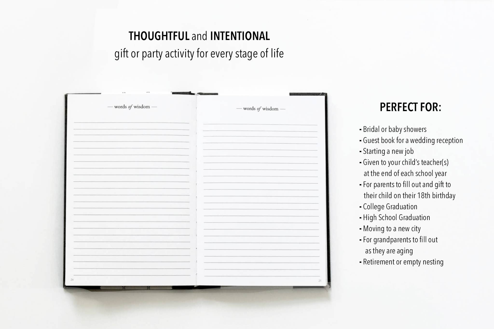 Words of Wisdom Journal for Wedding Guest Book | Graduation