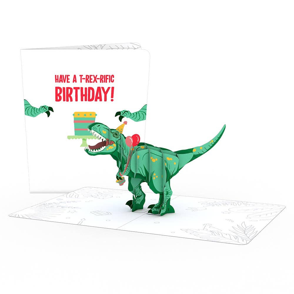 Playpop Card™: 4.5"x5.9" T-Rex Birthday, Pop-Up Cards