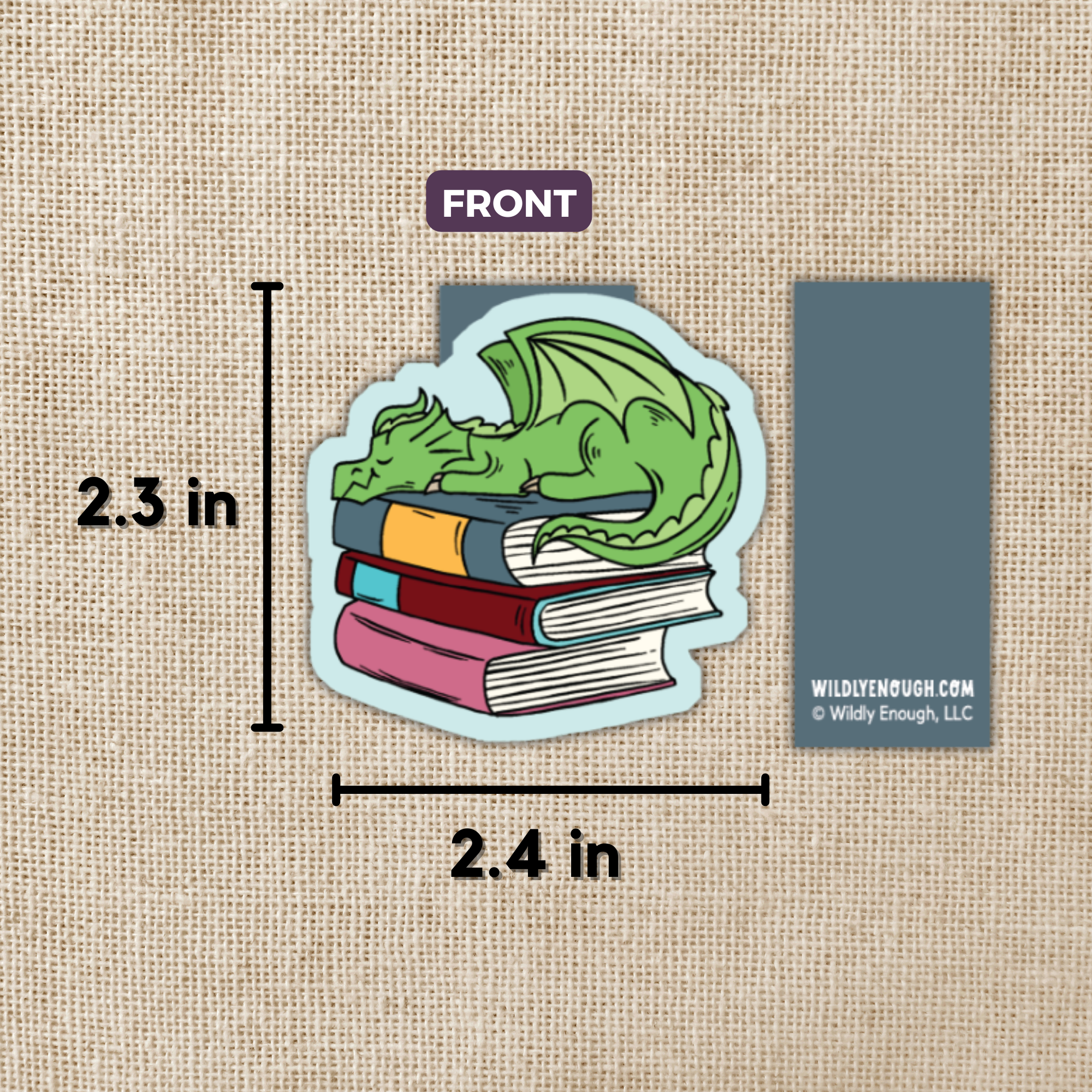 Magnetic Bookmark - Dragon Sleeping on Book Pile