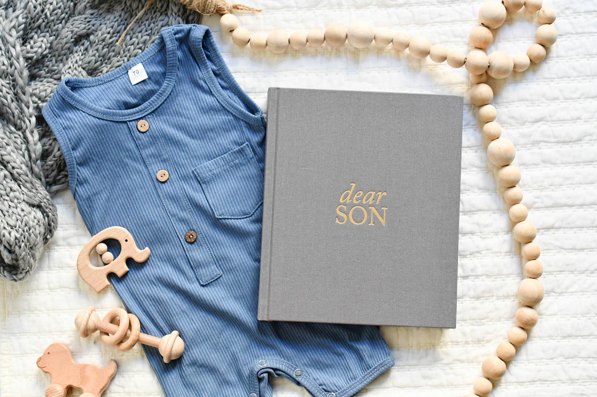 Dear Son Childhood Keepsake Book | Gift for Mom or Spouse: Gray