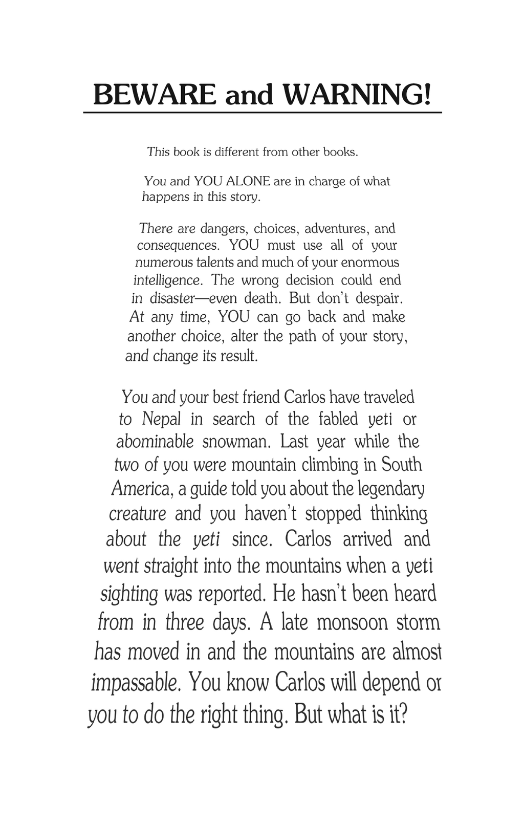The Abominable Snowman - Choose Your Own Adventure