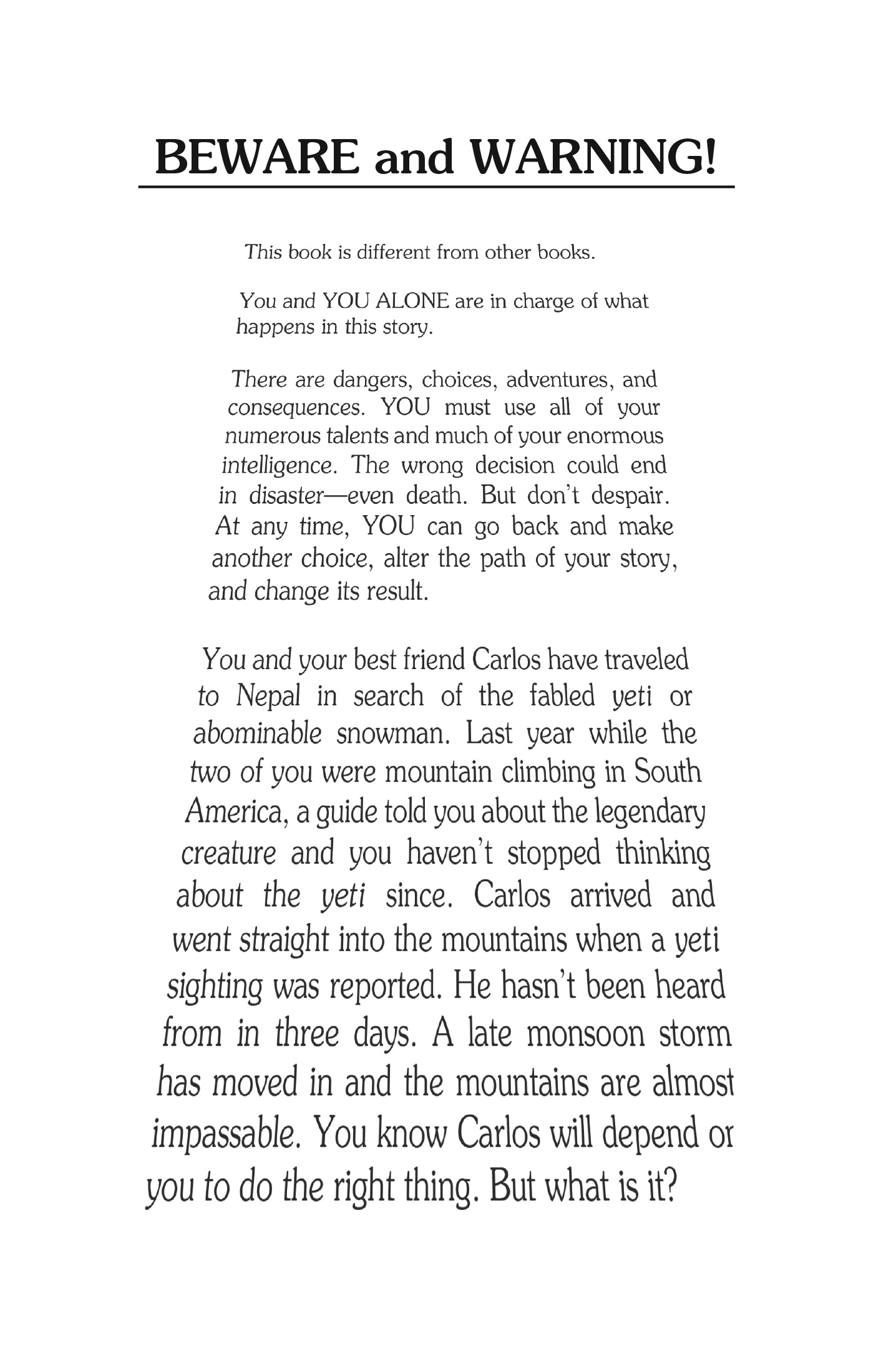 The Abominable Snowman - Choose Your Own Adventure