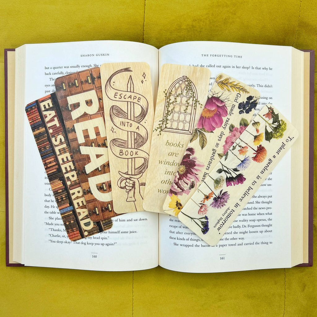 Escape Into a Book Artist Illustrated Wood Bookmark