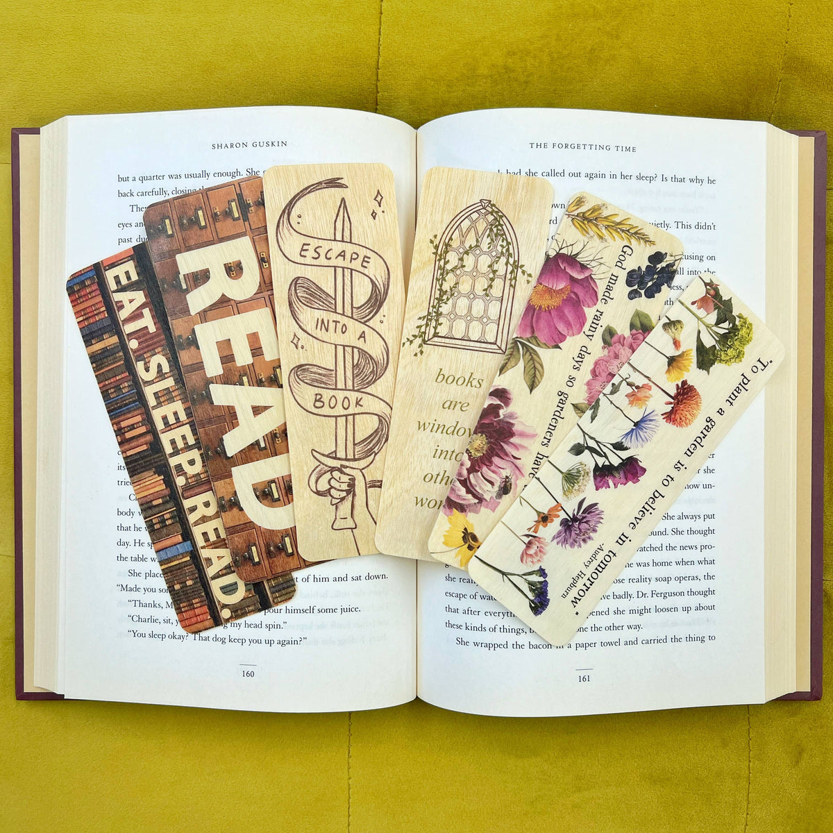 Escape Into a Book Artist Illustrated Wood Bookmark