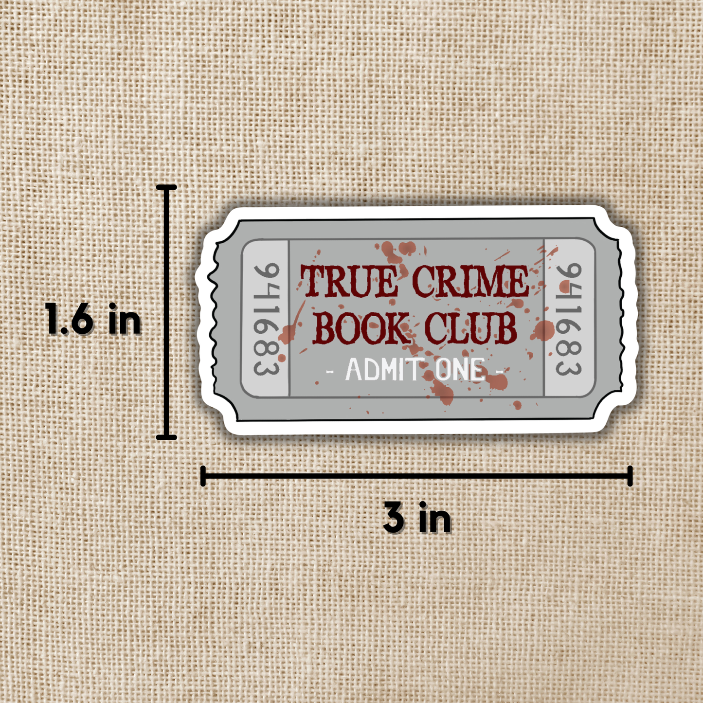 Wildly Enough - True Crime Book Club Ticket Sticker