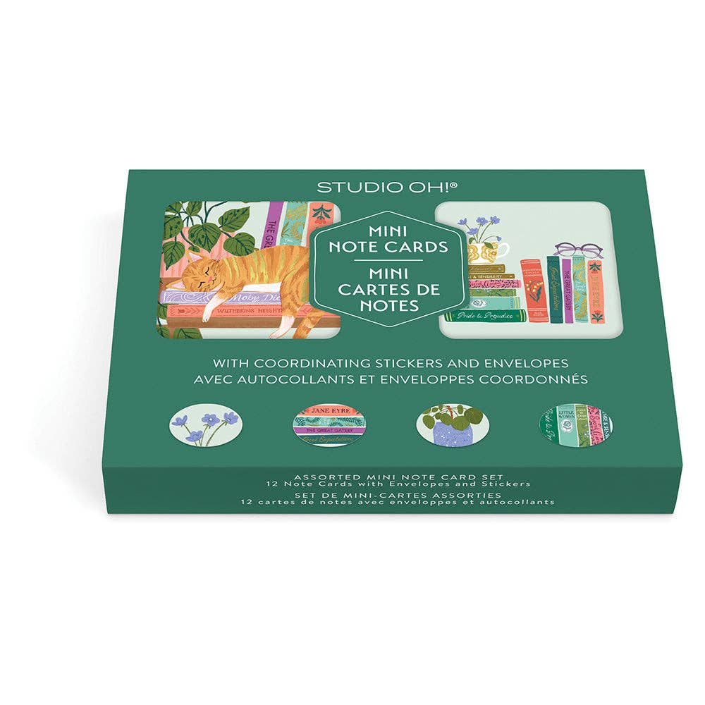 Cozy Reads Assorted Mini Note Card Set with Stickers