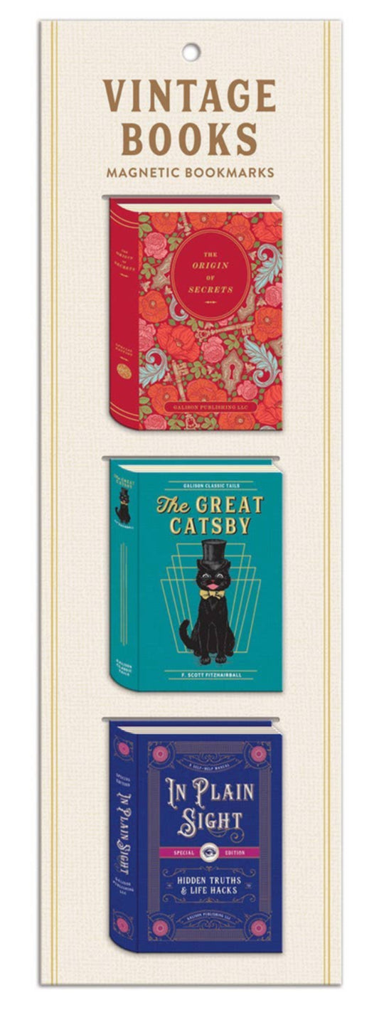 Magnetic Bookmark Set - Vintage Books Shaped