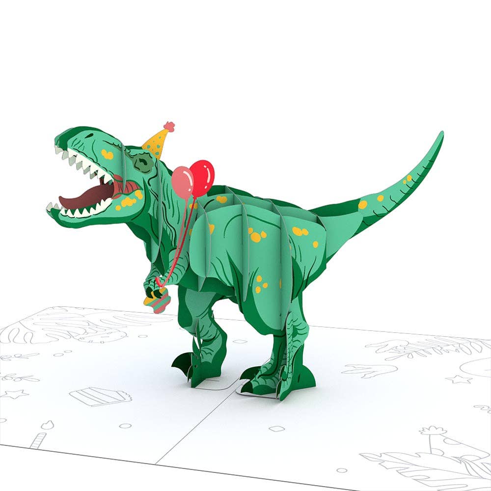 Playpop Card™: 4.5"x5.9" T-Rex Birthday, Pop-Up Cards