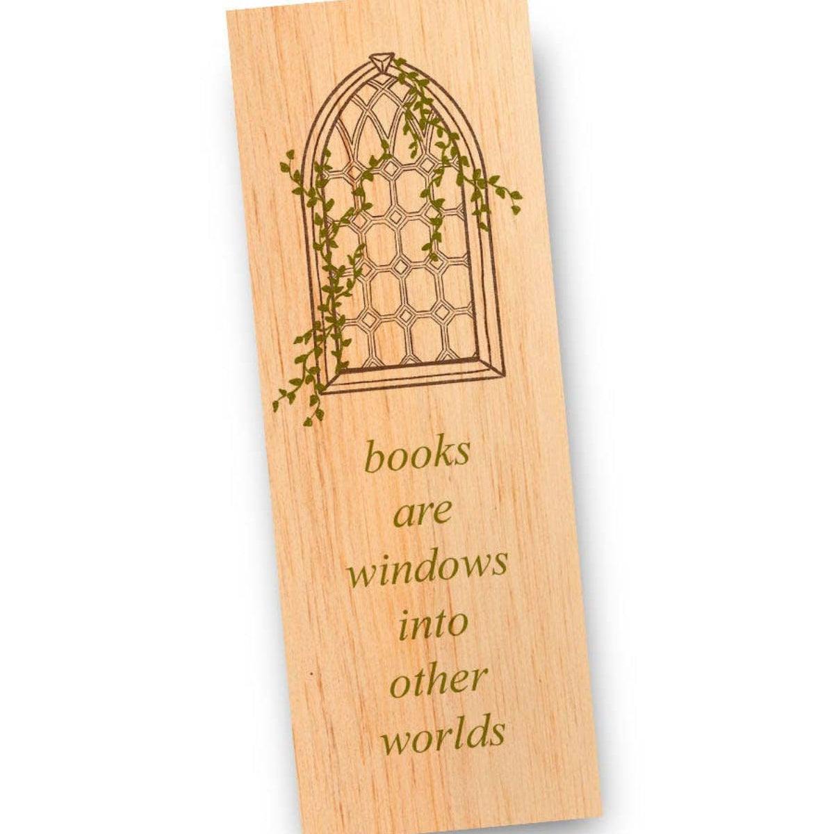 Books are Windows into Other Worlds Wood Bookmark