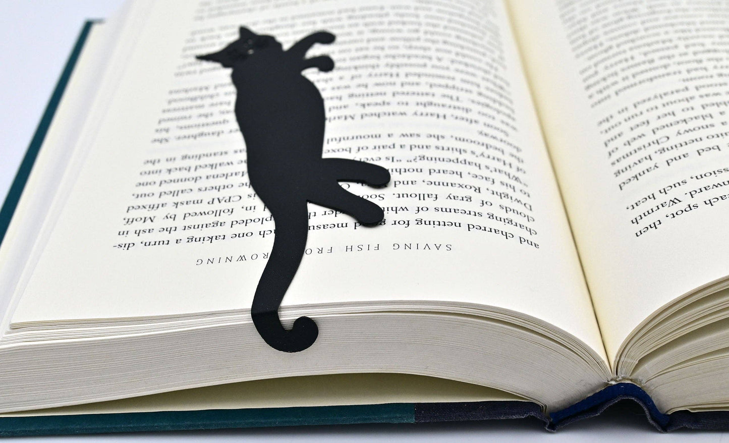 Book Hugger - Curious Cat 'Hanging' Metal Bookmark