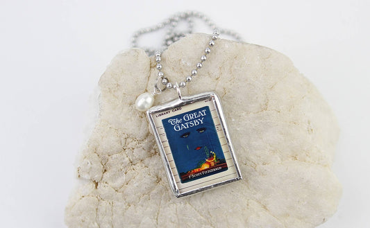 The Great Gatsby Vintage Book Cover Charm Necklace
