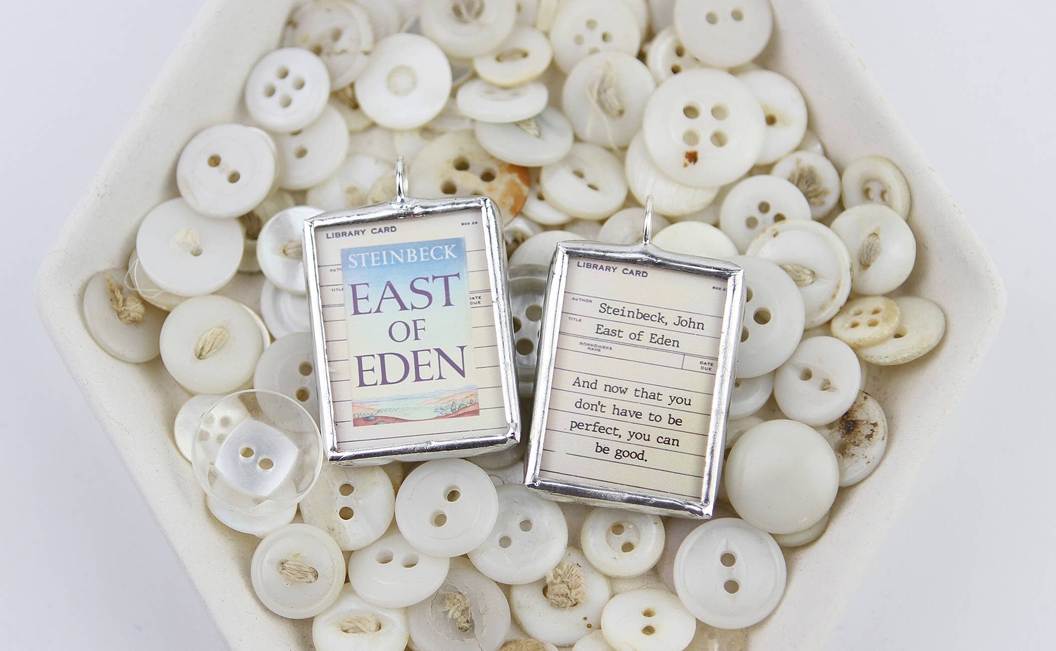 East of Eden Steinbeck Vintage Book Cover Charm Necklace