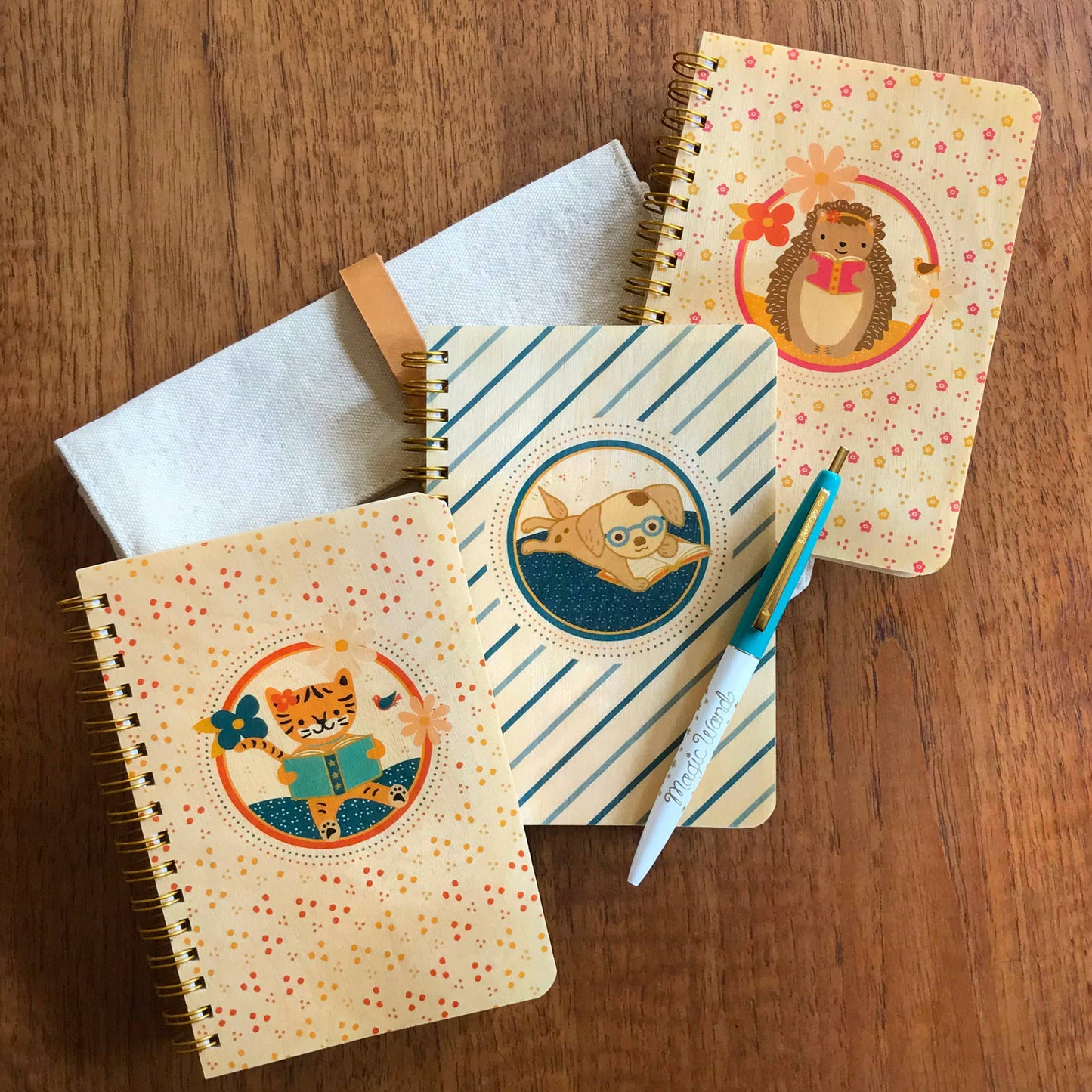 Night Owl Paper Goods - Reading Hedgehog Wood Notebook