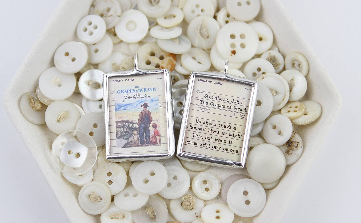 The Grapes of Wrath Vintage Book Cover Charm Necklace  