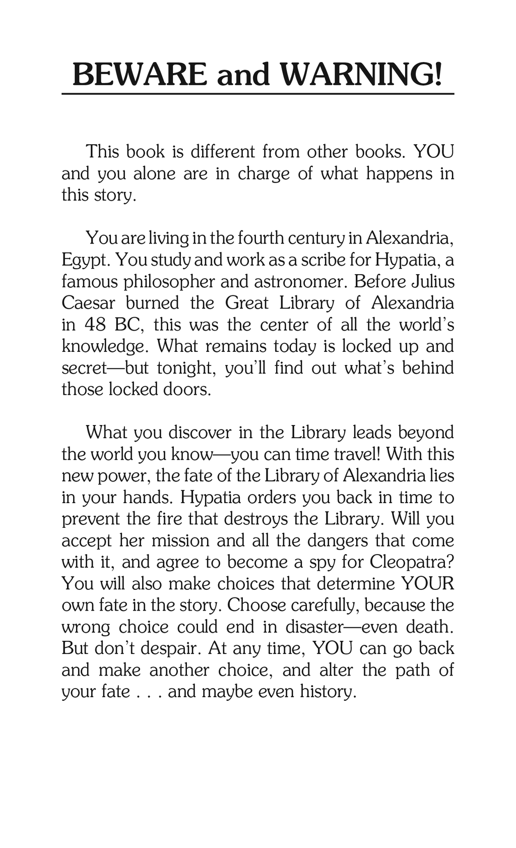 CYOA SPIES: Spy for Cleopatra, Children's Book