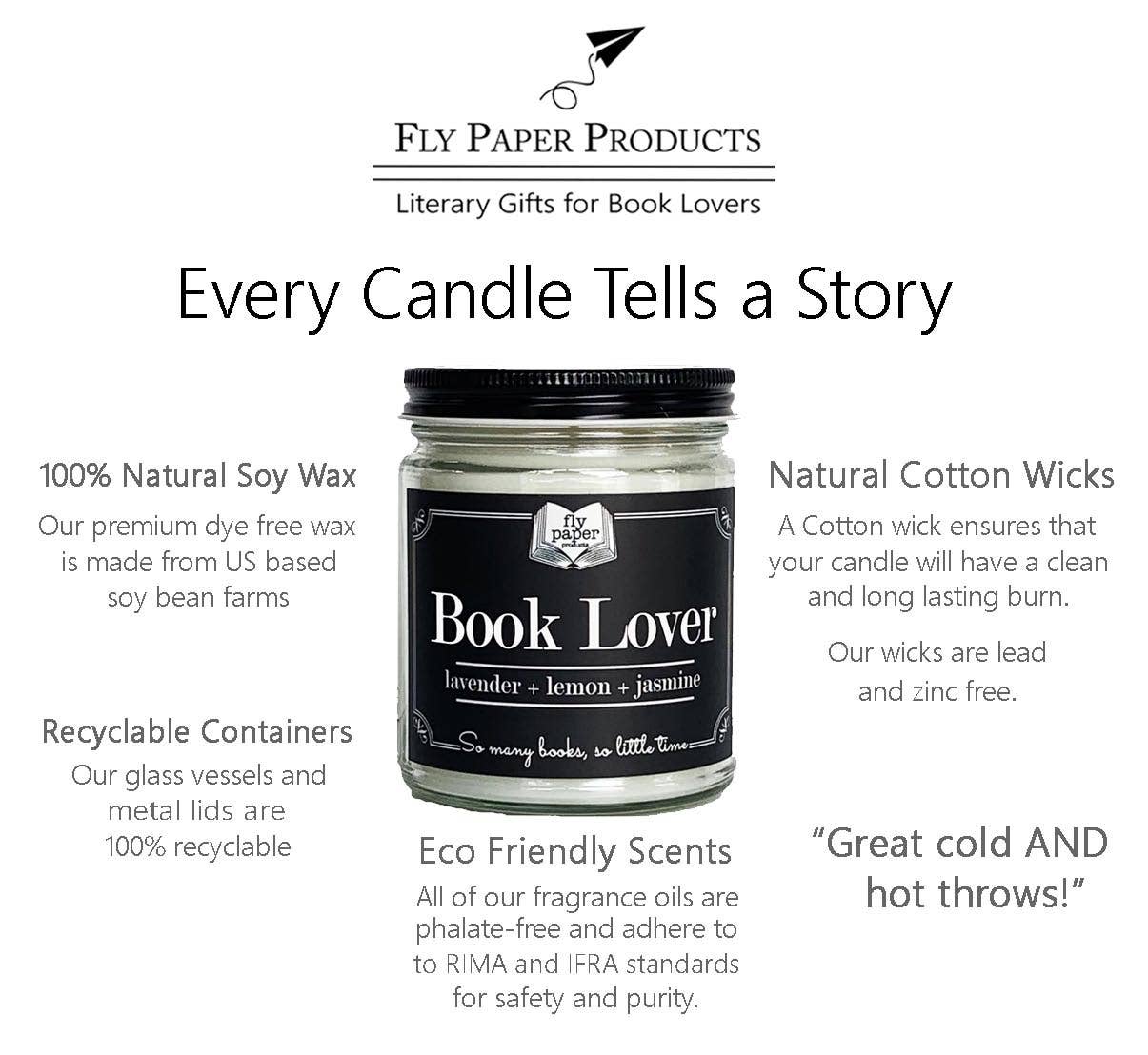 Fly Paper Products - The Library Literary 9oz Glass Candle