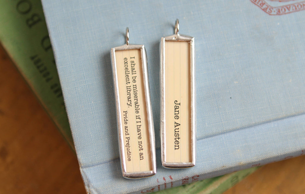 Pride & Prejudice Jane Austen Library Book Charm Necklace