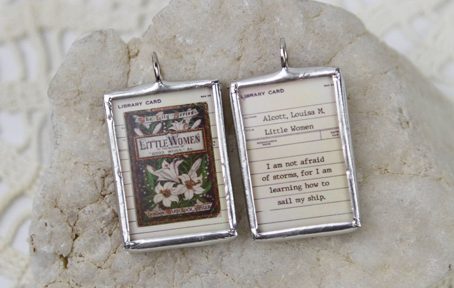Little Women Vintage Book Cover Charm Necklace 