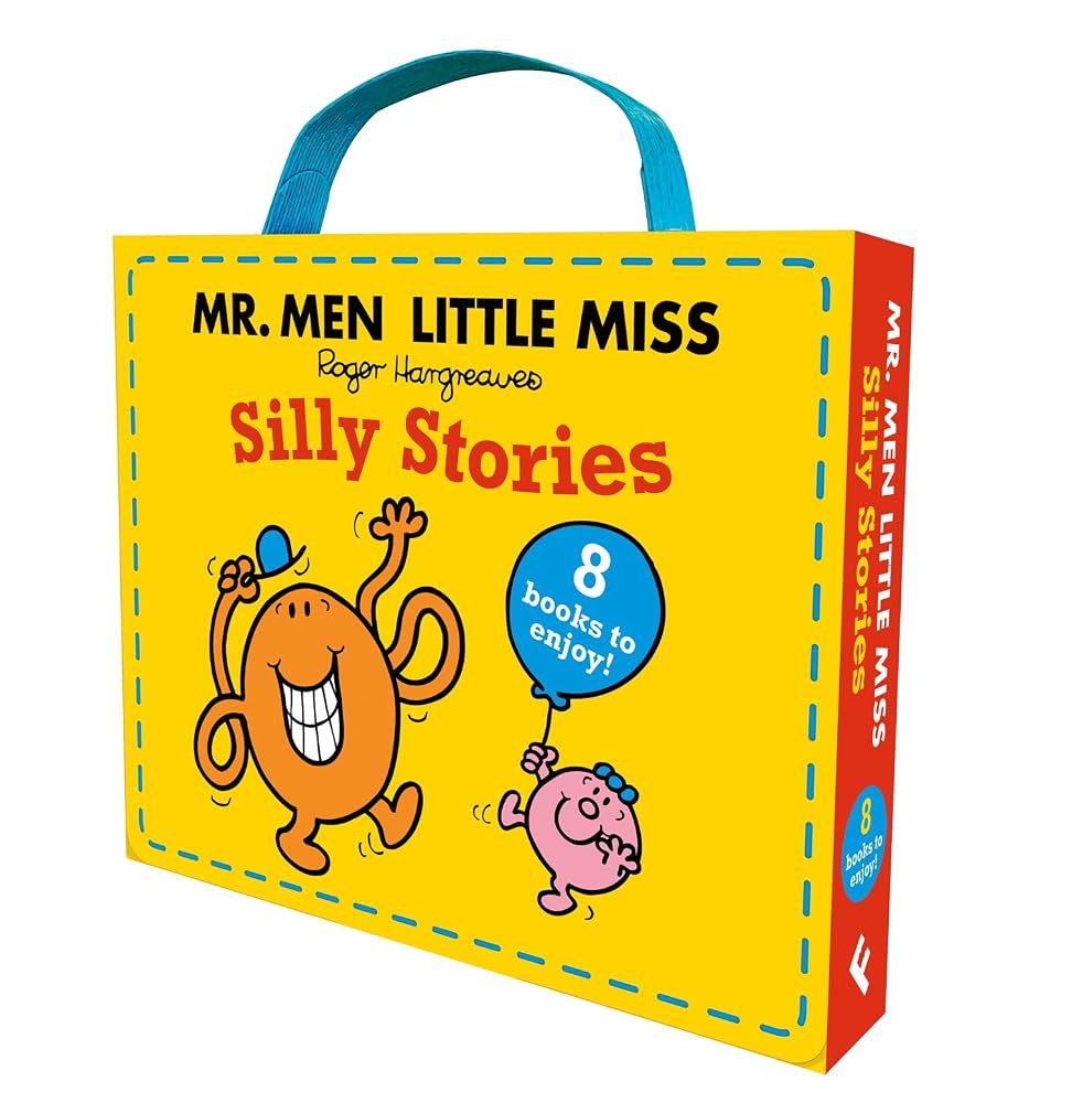 Mr. Men Little Miss Silly Stories Collection: 8 Book Box-Set: 8 Funny Classic Illustrated Stories for children in a gift-set carry case cover image