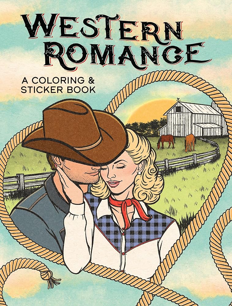 Western Romance: A Coloring & Sticker Book (Dover Adult Coloring Books) cover image