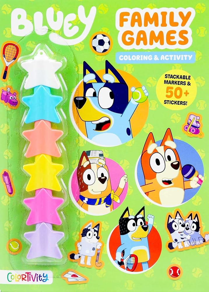 Bluey: Family Games: Coloring & Activity with Stackable Markers cover image