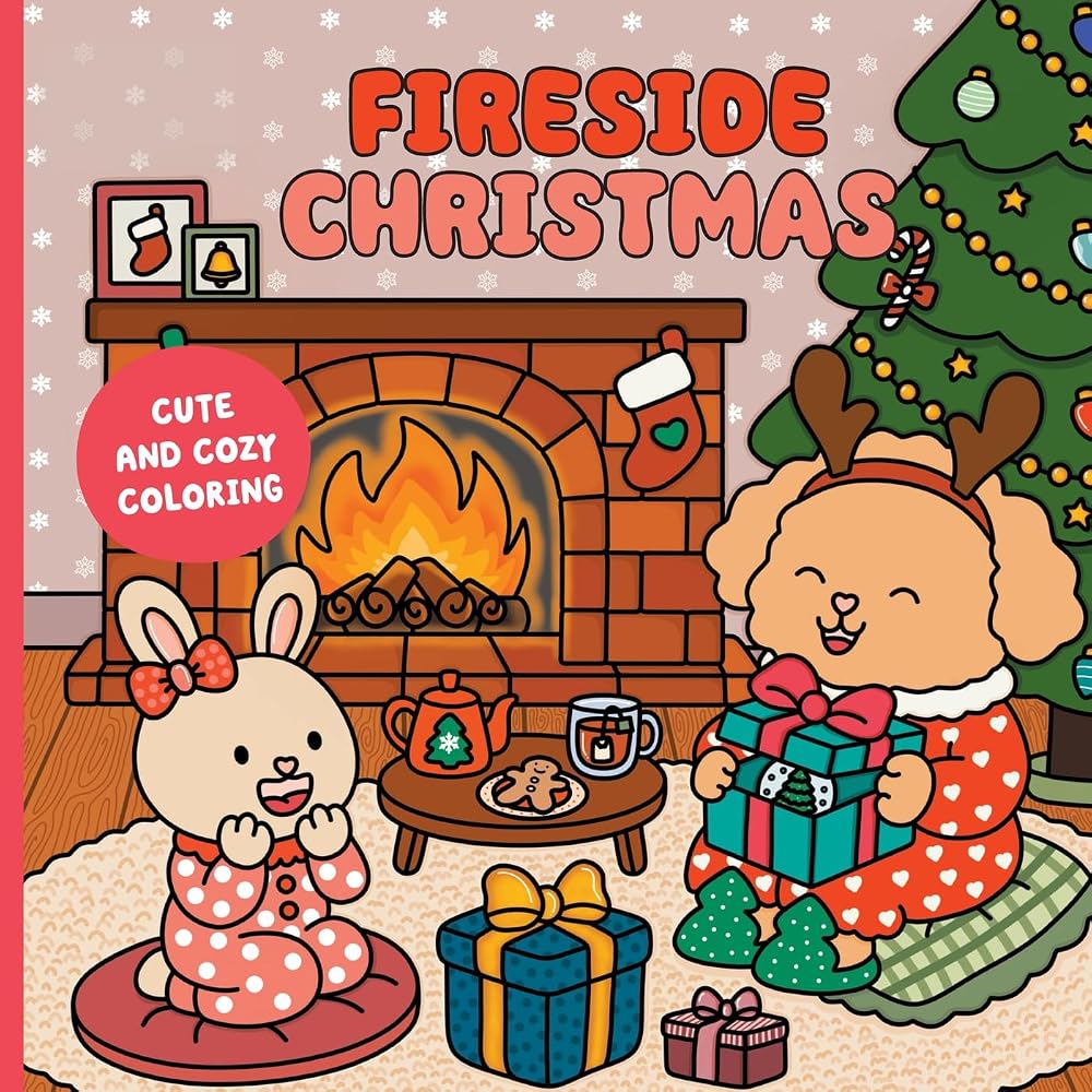 Fireside Christmas: A Cute & Cozy Coloring Book cover image